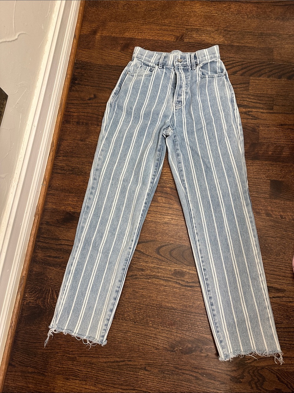 PacSun Light Blue Jean with White Vertical Stripes